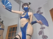 Cosplay Ninja meisje Masturbatie in Webcam