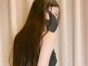 Aziatische Magere Maskers Meisje Dildo Masturbatie